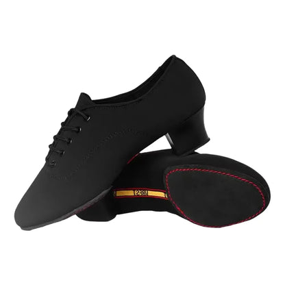 Men Shoes Latin Dance Shoes Adult Two Point Soles Teacher Shoes Soft Dance Shoes Male Oxford Cloth Heel 4.5Cm