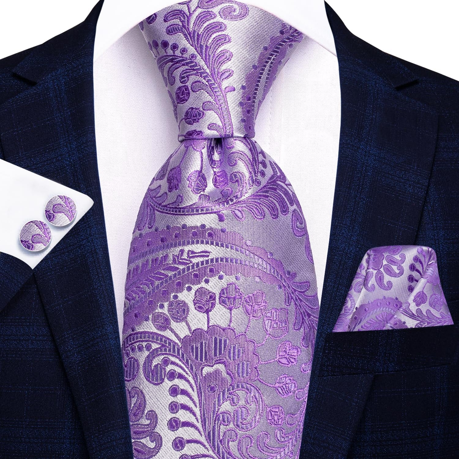 Lot 5 Pcs Gift Box Mens Tie Set Necktie with Pocket Square Cufflinks Silk Neck Tie Collection
