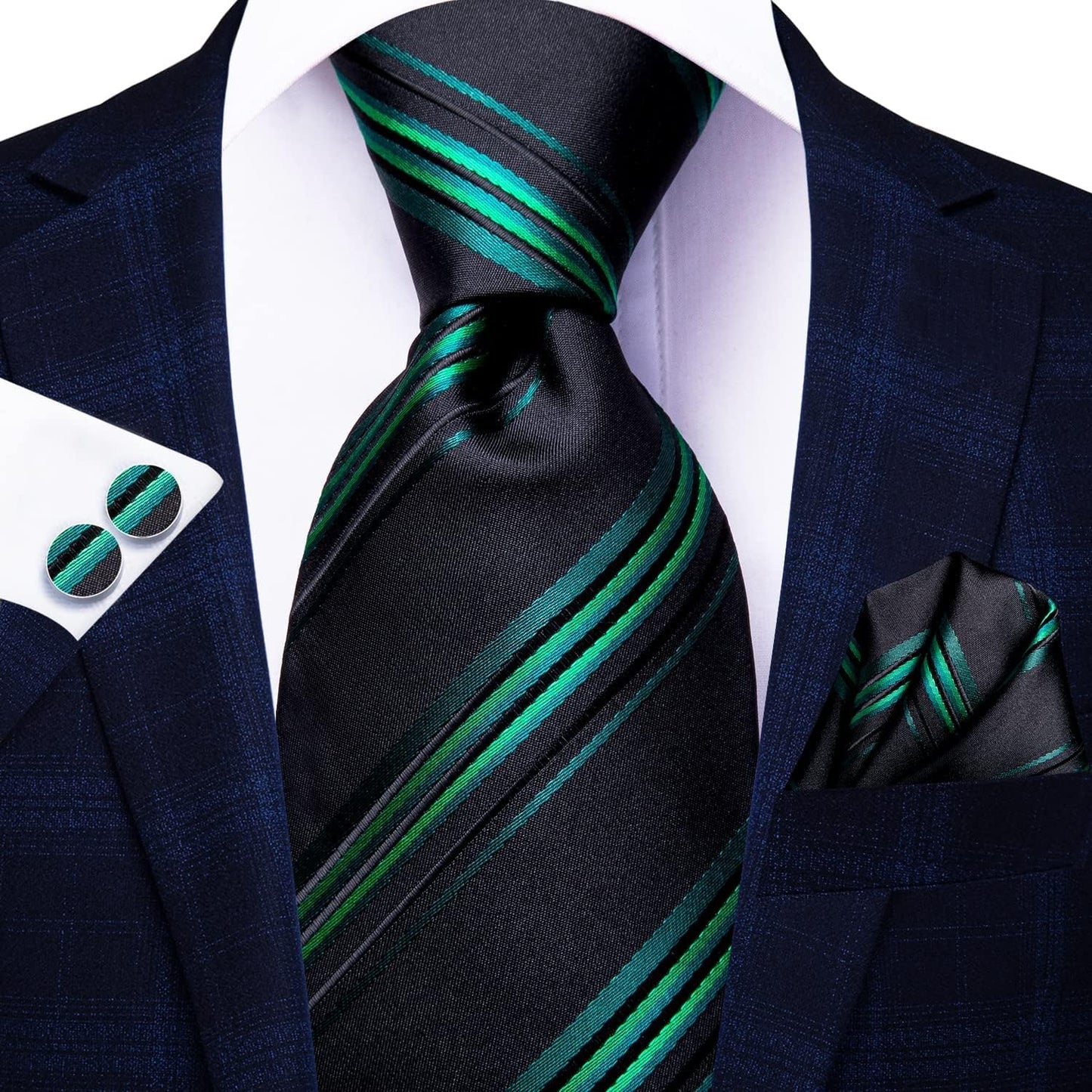 Lot 5 Pcs Gift Box Mens Tie Set Necktie with Pocket Square Cufflinks Silk Neck Tie Collection