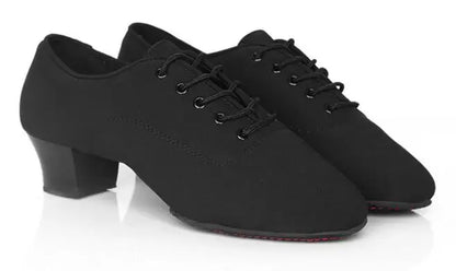 Men Shoes Latin Dance Shoes Adult Two Point Soles Teacher Shoes Soft Dance Shoes Male Oxford Cloth Heel 4.5Cm
