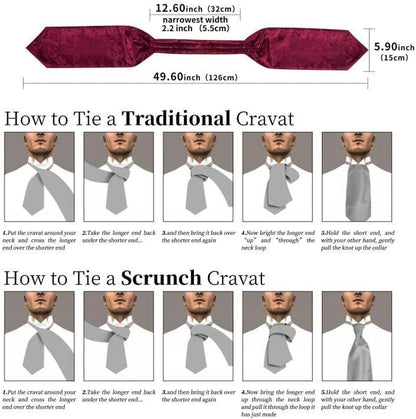 3PCS Ascot Ties for Men Wedding Jacquard Woven Silk Ascot Cravat for Men Cravat Tie and Pocket Square Set