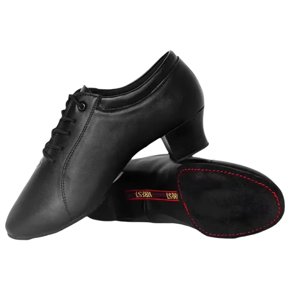 Men Shoes Latin Dance Shoes Adult Two Point Soles Teacher Shoes Soft Dance Shoes Male Oxford Cloth Heel 4.5Cm