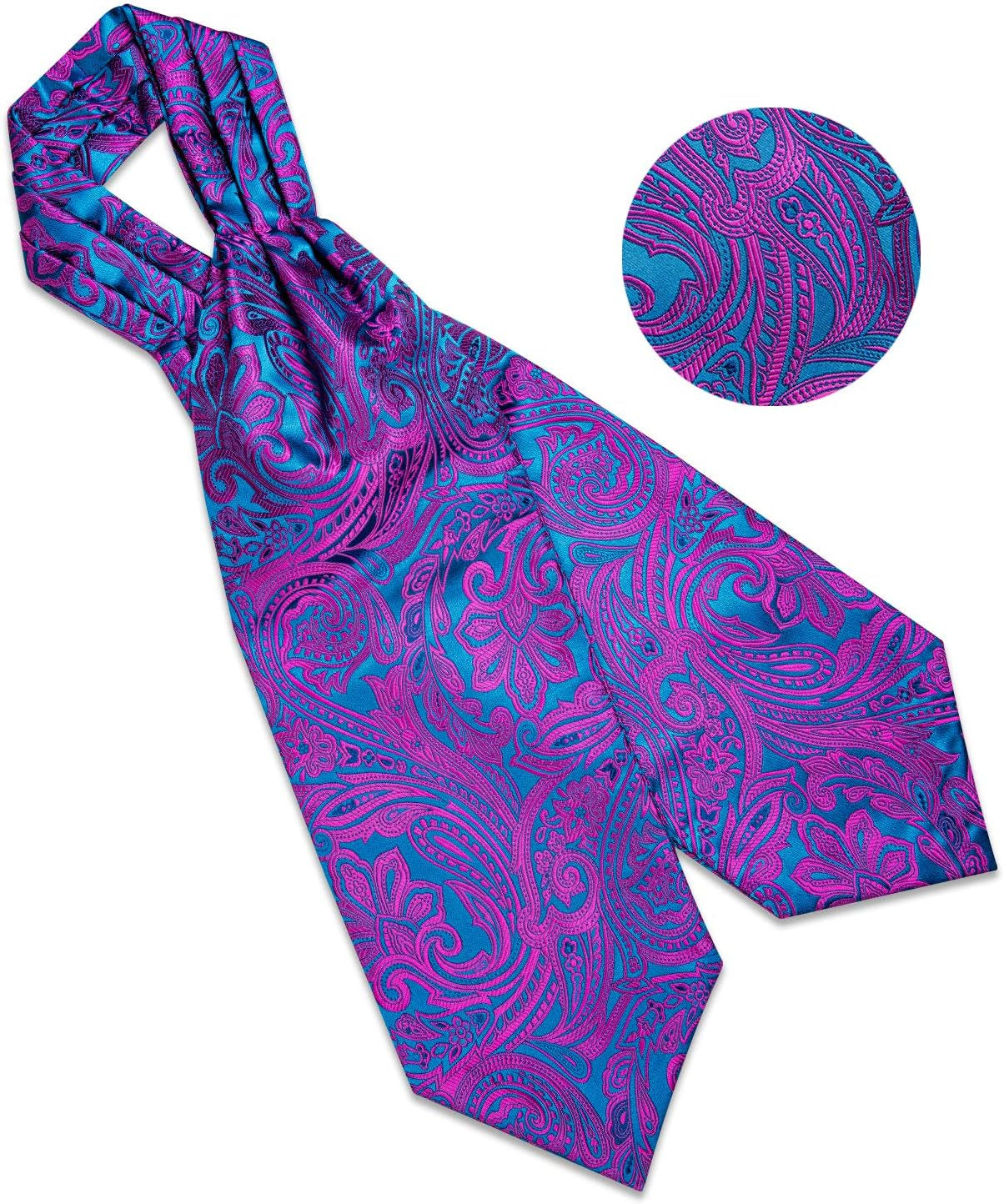 3PCS Ascot Ties for Men Wedding Jacquard Woven Silk Ascot Cravat for Men Cravat Tie and Pocket Square Set