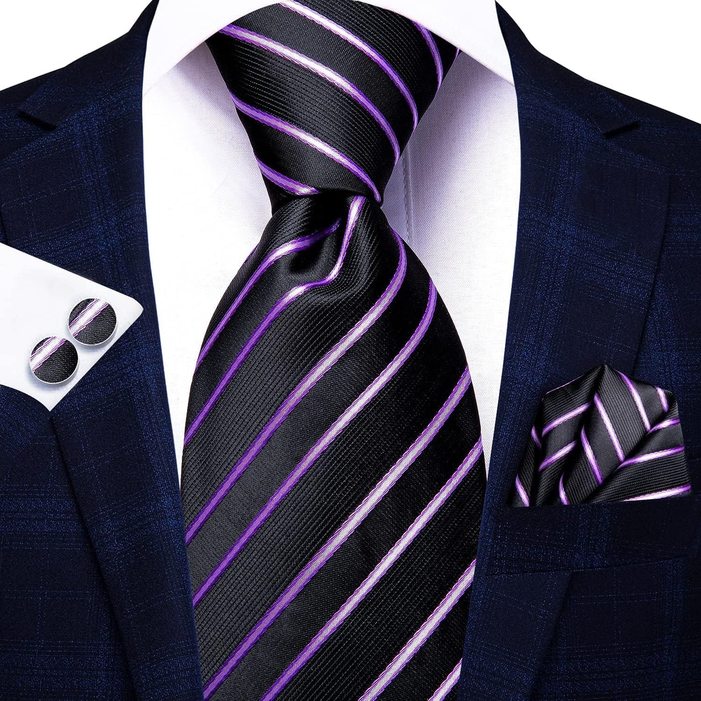 Lot 5 Pcs Gift Box Mens Tie Set Necktie with Pocket Square Cufflinks Silk Neck Tie Collection
