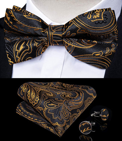 Paisley Bow Tie and Supenders for Men Tuxedo Heavy Duty 6 Clips Suspender Adjustable Y-Shape Mens Trouser Braces