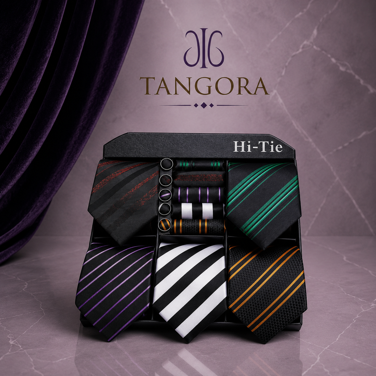 Set de 5 Corbatas de Seda en Caja de Regalo