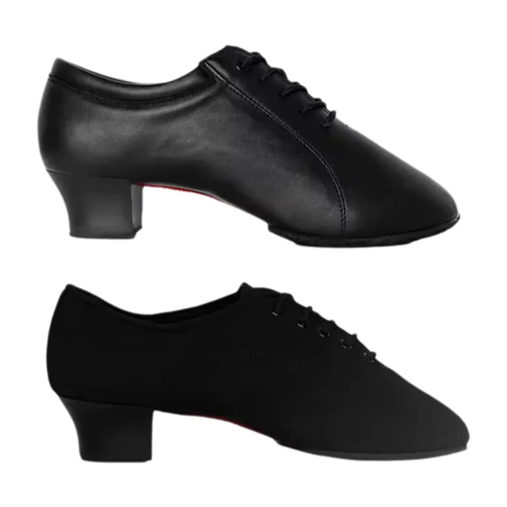 Men Shoes Latin Dance Shoes Adult Two Point Soles Teacher Shoes Soft Dance Shoes Male Oxford Cloth Heel 4.5Cm