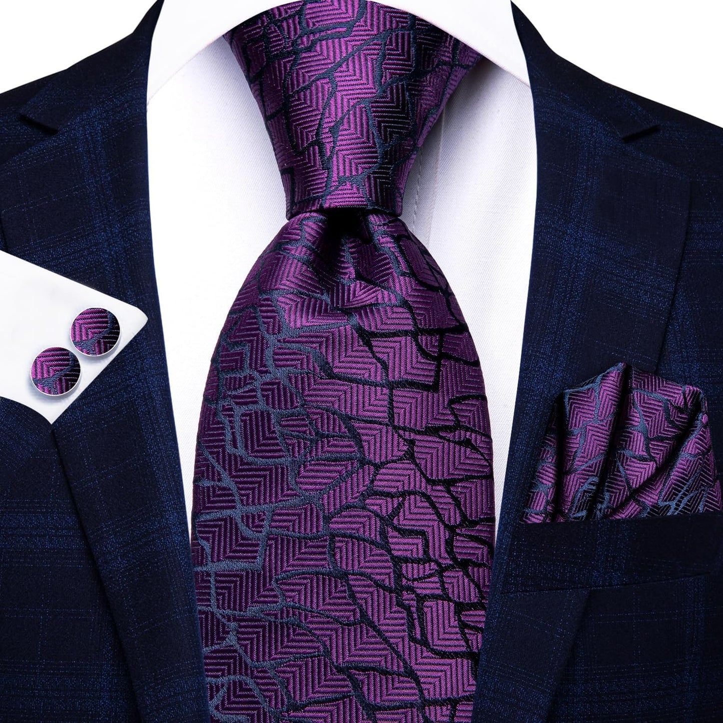 Lot 5 Pcs Gift Box Mens Tie Set Necktie with Pocket Square Cufflinks Silk Neck Tie Collection
