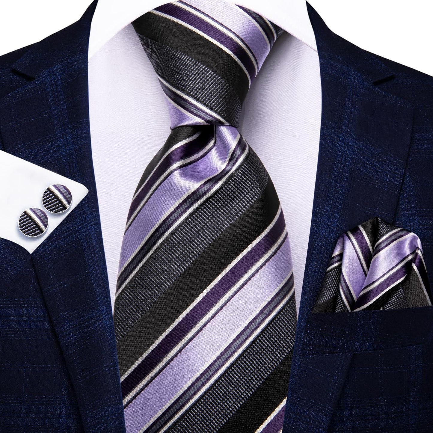 Lot 5 Pcs Gift Box Mens Tie Set Necktie with Pocket Square Cufflinks Silk Neck Tie Collection