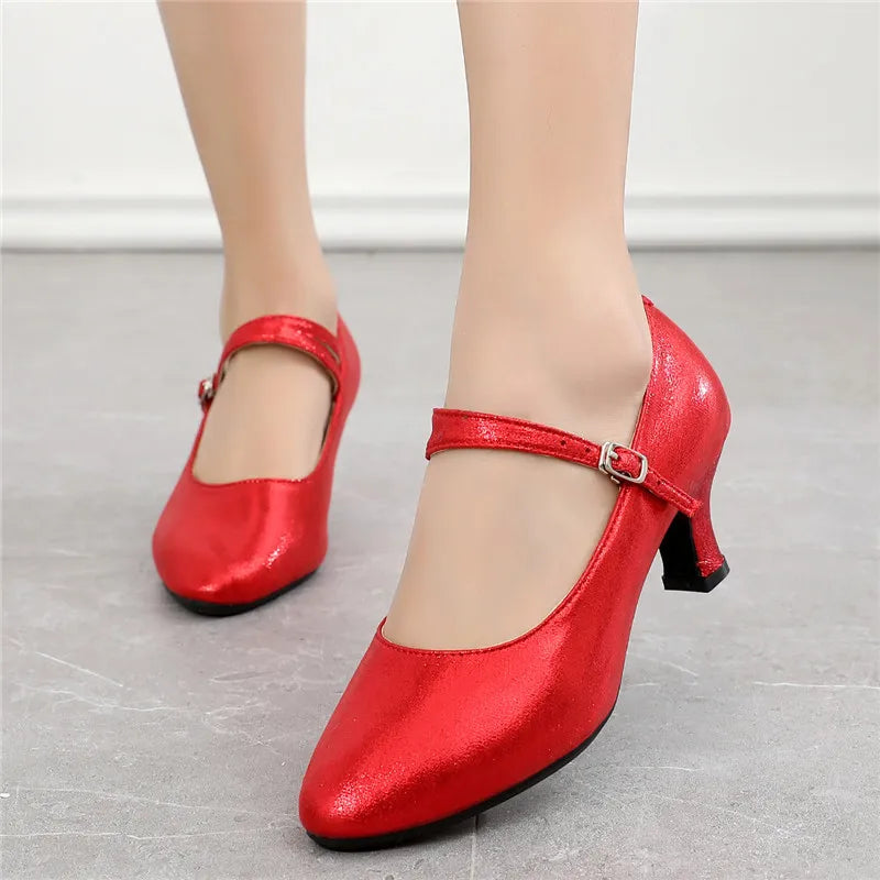 High Heels Dance Shoes Women Mary Jane Shoes Big Size Ballroom Jazz Tango Dance Shoes for Outdoors Dancing Shoes for Women